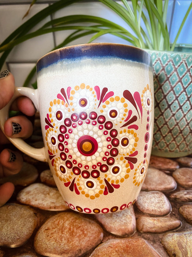 Hand Painted Zen Dot Mandala Ceramic Coffee Mug