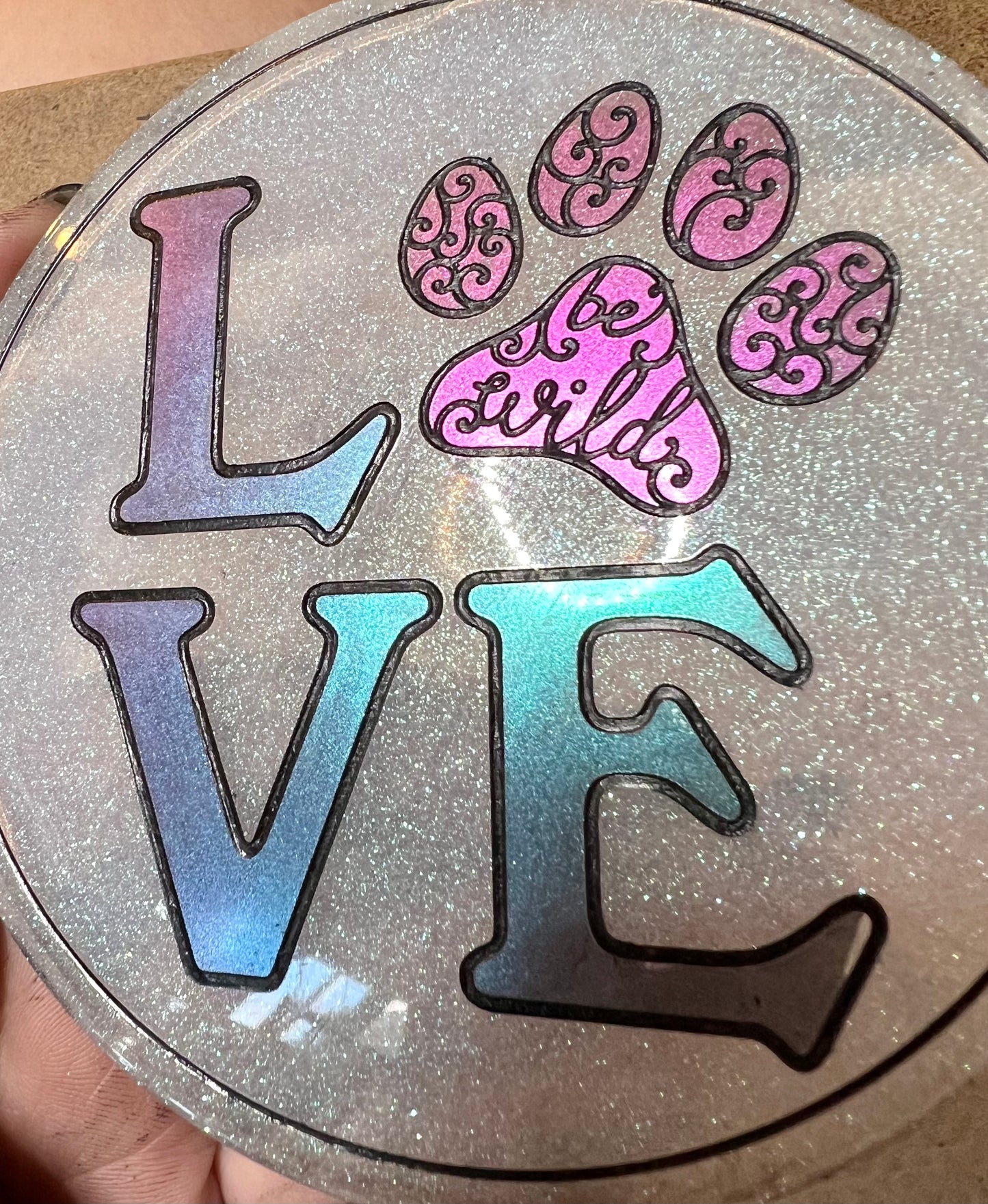 Discontinued - Love "Be Wild" Paw Print Coaster Silicone Mold
