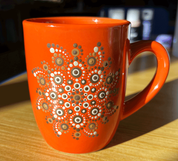 Azzie’s Hand Painted Zen Dot Mandala 12oz. Coffee Mug
