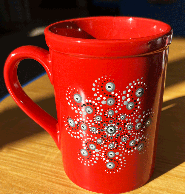 Azzie’s Hand Painted Zen Dot Mandala 16oz. Coffee Mug